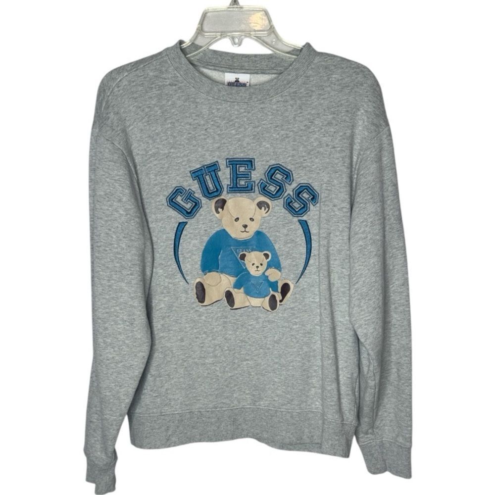 Guess Blue Crewneck Sweatshirt with Bear Graphic. Size Small.